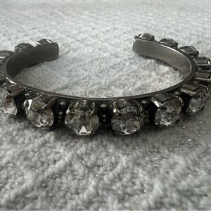 Signed Sorrelli Antique Silver tone Swarovski Crystal Bracelet clear Rhinestones